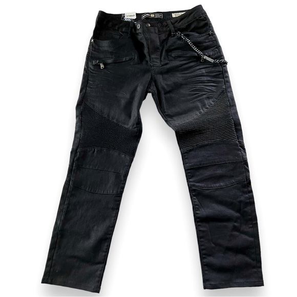 Cipo & Baxx Black Moto Slim Straight Jeans Size 31 NWT - Picture 1 of 13